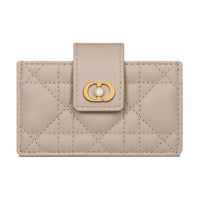 DIOR Sheepskin Card Holder Women's Pink Beige