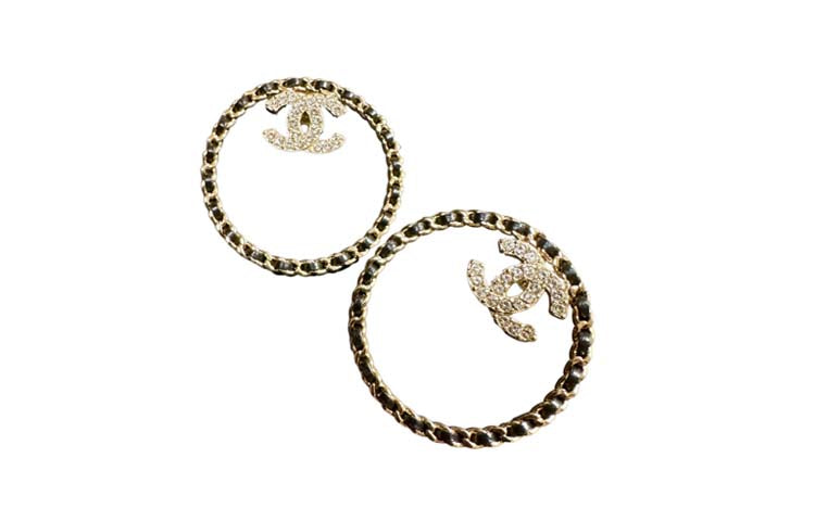 CHANEL Earrings Women's Gold/Black