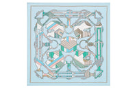HERMES Silk Scarves Women's Sky Blue/Mint Green