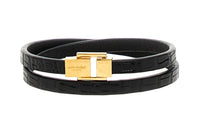 SAINT LAURENT Logo-engraved Leather Bracelet