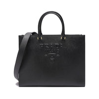 PRADA Leather Tote Bag Shopping Bag Shoulder Bag Handbag Women's Black