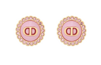 DIOR Metal Crystal Glass Earrings Women's Pink