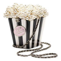 CHANEL Resin One Shoulder Handbag Women's Black & White