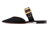 DIOR D Dior Genuine Leather Sole Abrasion Resistant Closed Toe Slippers Women's Black