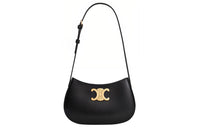 CELINE Calfskin Portable Crossbody Bag Shoulder Bag Medium Size Women's Black