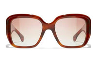 CHANEL Acetate Irregular Shape Sunglasses Women's Brown
