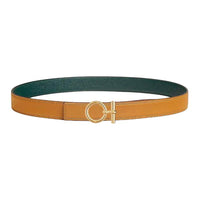 HERMES Calfskin Leather Belts Women's Brown Width 2.4CM