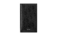 DIOR Cow Leather Card Clip Wallets Men's Black