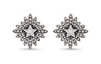 DIOR Brass Crystal Stud Earrings Men's Silver/Black