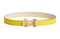 HERMES Leather Belts Women's Lime/Cream White