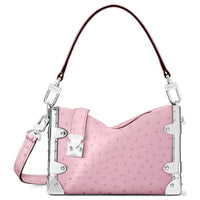 LOUIS VUITTON SIDE TRUNK Ostrich Leather Crossbody Bag, Shoulder Bag Small Size Women's Pink