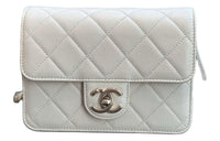 CHANEL Grained Calfskin Camera Bag With Flap Shoulder Crossbody Bag Regular Women's White
