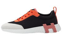 HERMES Wear-Resistant Low-Top Casual Shoes Women's Black Orange