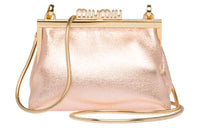 MIU MIU Sheepskin Dumpling Bag Handheld Shoulder Bag Crossbody Bag Medium Size Women's Light Pink