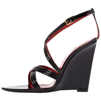 SAINT LAURENT Zeppa Neri One Strap Sandals 11cm Women's Black