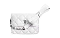 CHANEL Silver Buckle Shoulder Bag Crossbody Bag Coin Purse Women's White