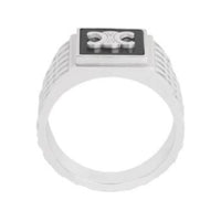 CELINE Triomphe Python Signet Ring In Onyx And Sterling Silver With Rhodium Finish
