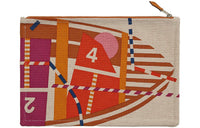 HERMES Cotton Canvas Clutch Canvas Bag Storage Bag Unisex Multicolor