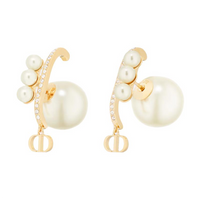 DIOR Crystal Earrings Women's Gold/White
