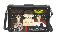 LOUIS VUITTON Coated Canvas Cow Leather Patchwork Box Bag Shoulder Bag Crossbody Bag Unisex Red Black Blue