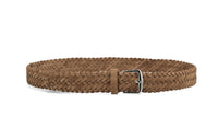 Loro Piana Badge Decoration Pin Buckle Leather Belts Men's Brown Width 3.5CM