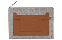 HERMES Toodoo Wool Felt With Epsom Calfskin Clutch Men's Gray/Brown