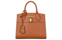 LOUIS VUITTON CITY STEAMER Ostrich Leather Handbag Mini Women's Cognac Brown