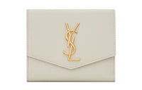 SAINT LAURENT UPTOWN Leather Wallet Small Size Women's Vintage White