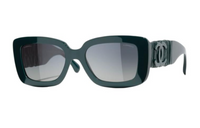 CHANEL Irregular Shape Sunglasses Women's Green