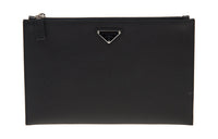 PRADA Cow Leather Clutch Men's Black