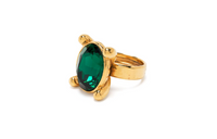 SAINT LAURENT Pre Owned Faceted Oval Ring