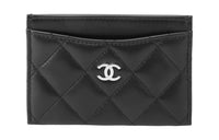 CHANEL Sheepskin Coin Purses Card Holders Regular Women's Black