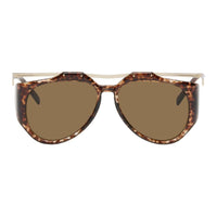 SAINT LAURENT Acetate Metal Irregular Shape Sunglasses Women's Brown