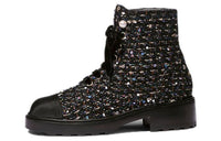 CHANEL Ankle Boots Women's Black Multicolor