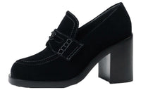 CHANEL Chunky Heel High Heels 9cm Women's Black