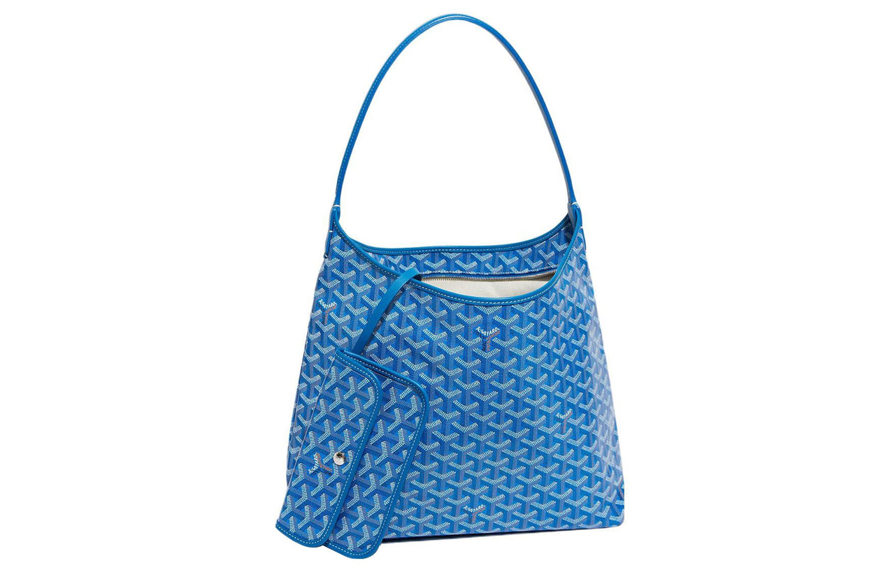 GOYARD Bohème Hobo Canvas With Leather Dogtooth Shoulder Bag Combo Bag Shoulder Bag Women's Sky Blue Spell Khaki Hearts
