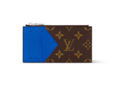 LOUIS VUITTON COIN Monogram Macassar Coated Canvas Card Clip Card Holder Regular Men's Brown & Blue