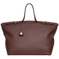 CELINE Soft Cow Leather Travel Bag Men's Chestnut