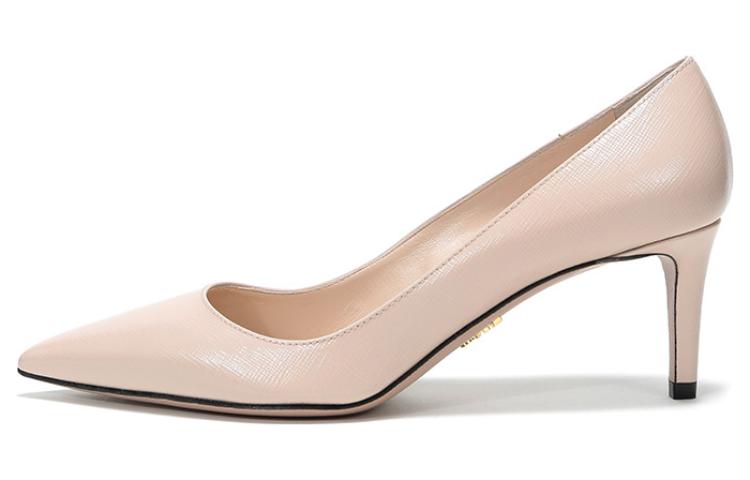 PRADA Pointed Saffiano Leather Heels 'Nude' Women's