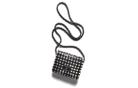 CHANEL Wooden Patchwork Artificial Pearl Evening Party Bag Shoulder Bag Crossbody Bag Mini Women's Black/White