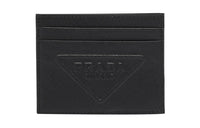 PRADA Saffiano Leather Card Clip Card Holder Men's Black