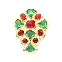 CHANEL GP Glass Brooches Unisex Gold