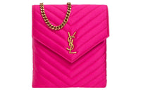 SAINT LAURENT Shiny Sheepskin Shoulder Bag Crossbody Bag Women's Pink