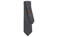 HERMES Tie Men's Charcoal Gray/Gray/White