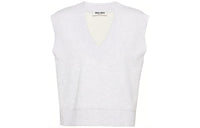 MIU MIU Embroidered-logo V-neck Sleeveless Sweatshirt