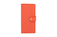 PRADA Leather Card Holder Wallet Large Size Women's Orange