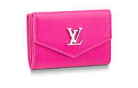 LOUIS VUITTON Grained Calfskin Wallet Mini Women's Rose Red