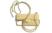 CHANEL Soft Tweed Cell Phone Pouch Unisex Yellow