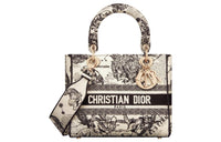 DIOR Embroidery Handbag Daphne Bag Shoulder Bag Crossbody Bag Handbag Medium Size Women's Milk White