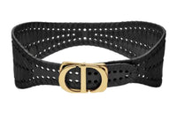 DIOR Letter Logo Smooth Buckle Leather Belts Women's Black 4CM